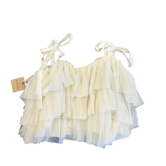 Blu Pepper‎ Cream Ruffle Crop Top - Picture 1 of 3